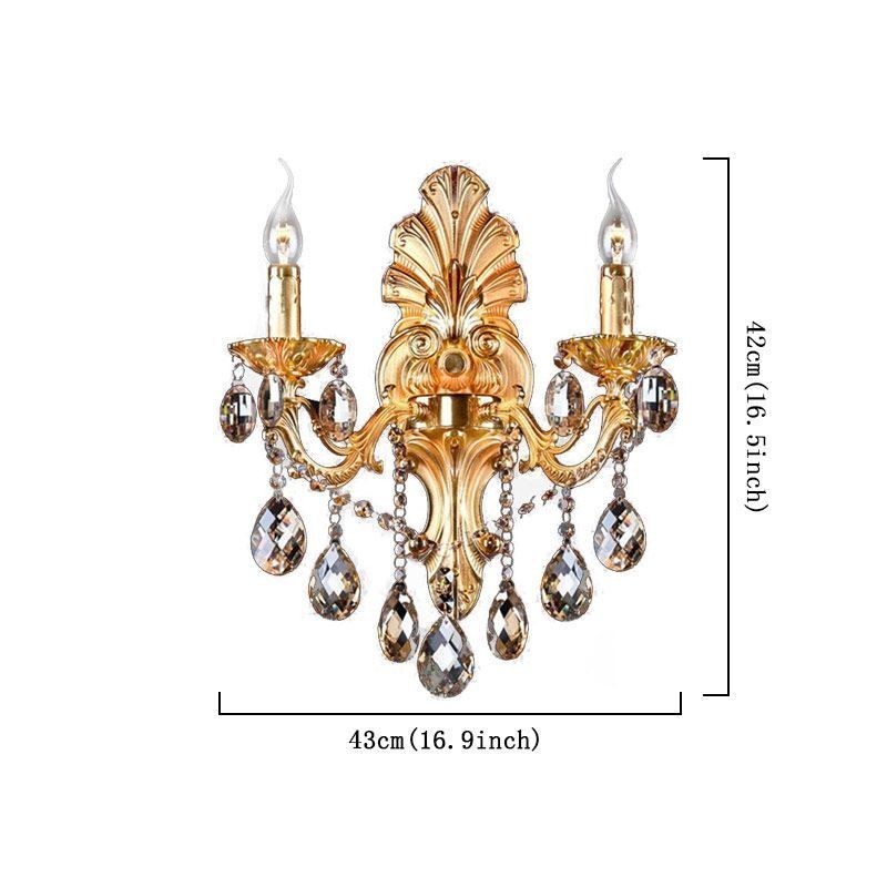 Európai fali lámpa Aranyszirom falilámpa Exquisite Crystal Drops Light éjjeli világítás