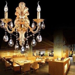 Európai fali lámpa Aranyszirom falilámpa Exquisite Crystal Drops Light éjjeli világítás
