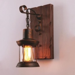 Amerikai Vintage fali lámpa Ipari LOFT falilámpa tömör fa üveg lámpa