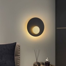 Nordic Wall Light fekete arany kerek, teljes vörösréz falikar