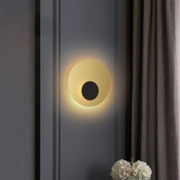 Nordic Wall Light fekete arany kerek, teljes vörösréz falikar