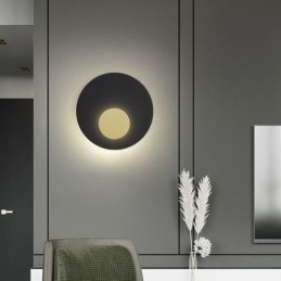 Nordic Wall Light fekete arany kerek, teljes vörösréz falikar