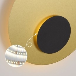 Nordic Wall Light fekete arany kerek, teljes vörösréz falikar