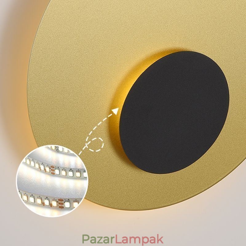 Nordic Wall Light fekete arany kerek, teljes vörösréz falikar