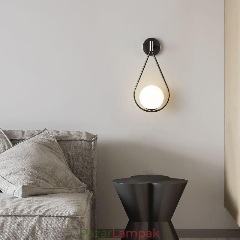 Modern Globe falilámpa üvegfali lámpa, fekete vízcsepp fali lámpa