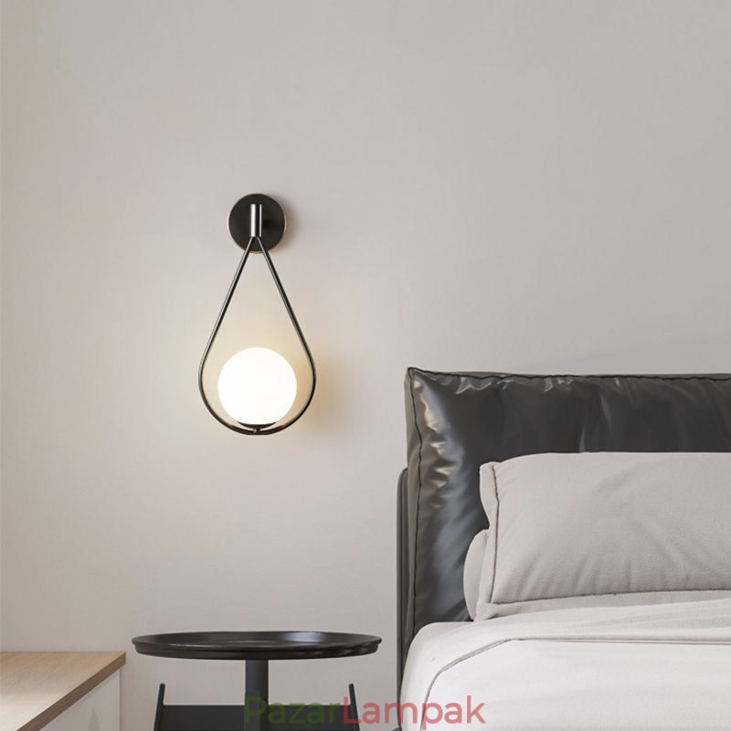 Modern Globe falilámpa üvegfali lámpa, fekete vízcsepp fali lámpa