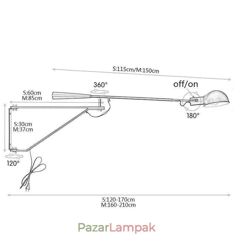 Egykaros fali lámpa éjjeli olvasólámpa