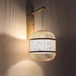 Cage Design fali lámpa Kreatív bambusz függő fali lámpa éjjeli dekoratív lámpa