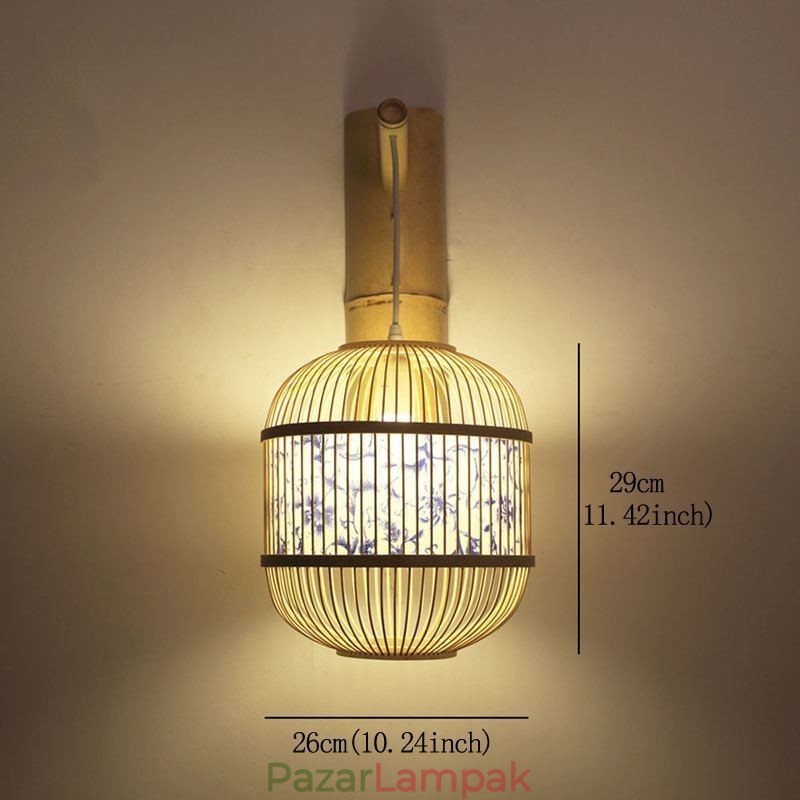 Cage Design fali lámpa Kreatív bambusz függő fali lámpa éjjeli dekoratív lámpa