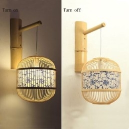 Cage Design fali lámpa Kreatív bambusz függő fali lámpa éjjeli dekoratív lámpa