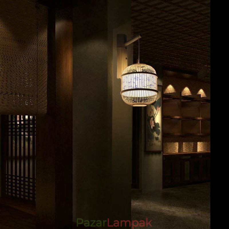 Cage Design fali lámpa Kreatív bambusz függő fali lámpa éjjeli dekoratív lámpa