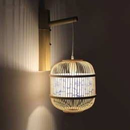 Cage Design fali lámpa Kreatív bambusz függő fali lámpa éjjeli dekoratív lámpa