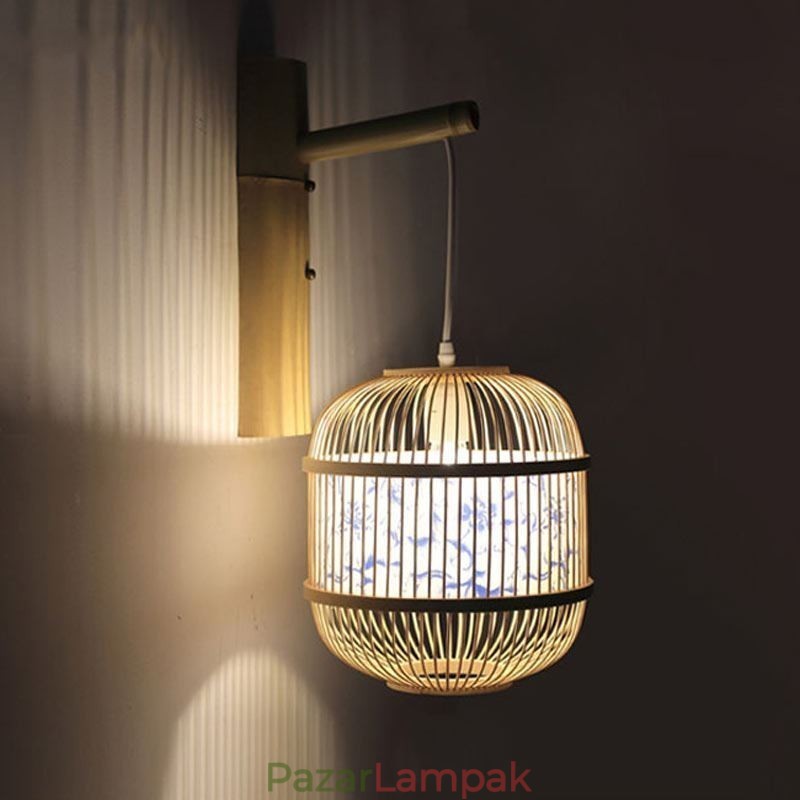 Cage Design fali lámpa Kreatív bambusz függő fali lámpa éjjeli dekoratív lámpa