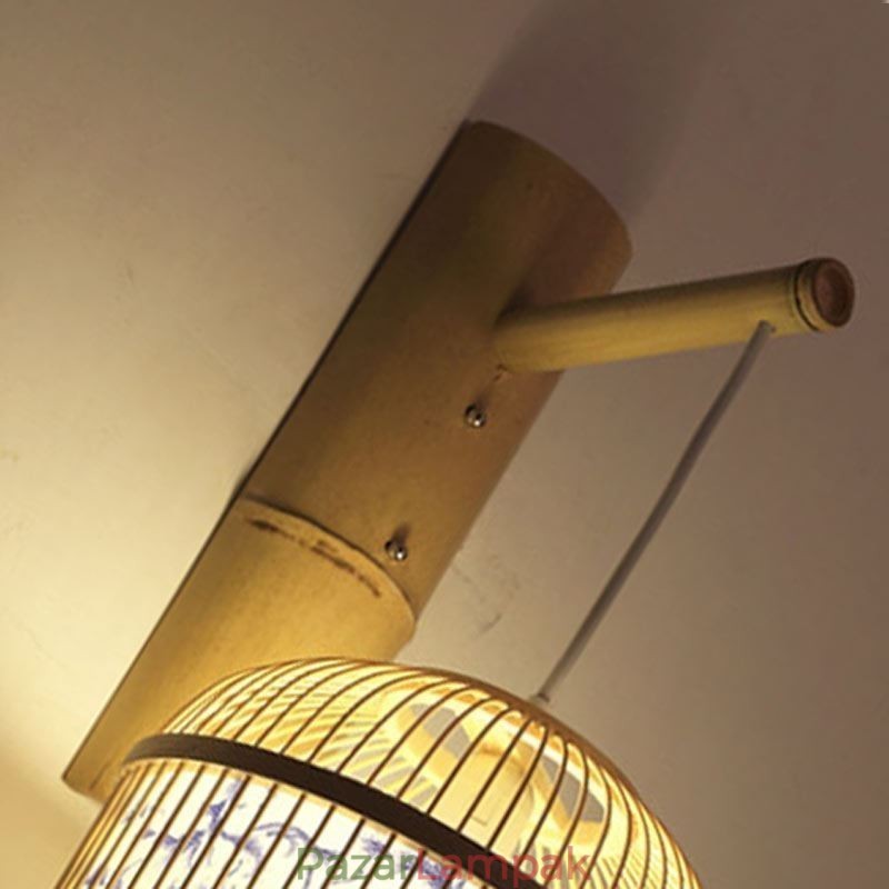 Cage Design fali lámpa Kreatív bambusz függő fali lámpa éjjeli dekoratív lámpa
