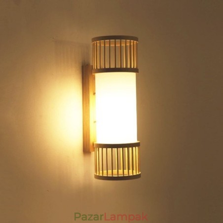 Függőleges bambusz fali lámpa Kreatív kerek fali lámpa éjjeli lépcsők világítása Függőleges bambusz fali lámpa Kreatív kerek fali lámpa éjjeli lépcsők világítása