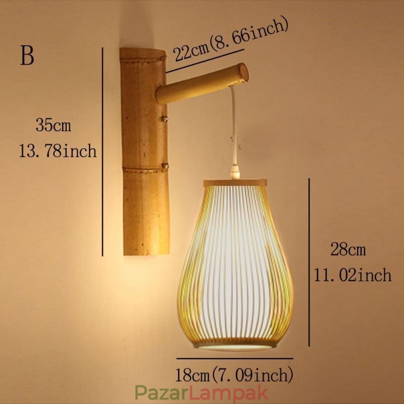 Szőtt bambusz falikar Retro kínai fali világítás