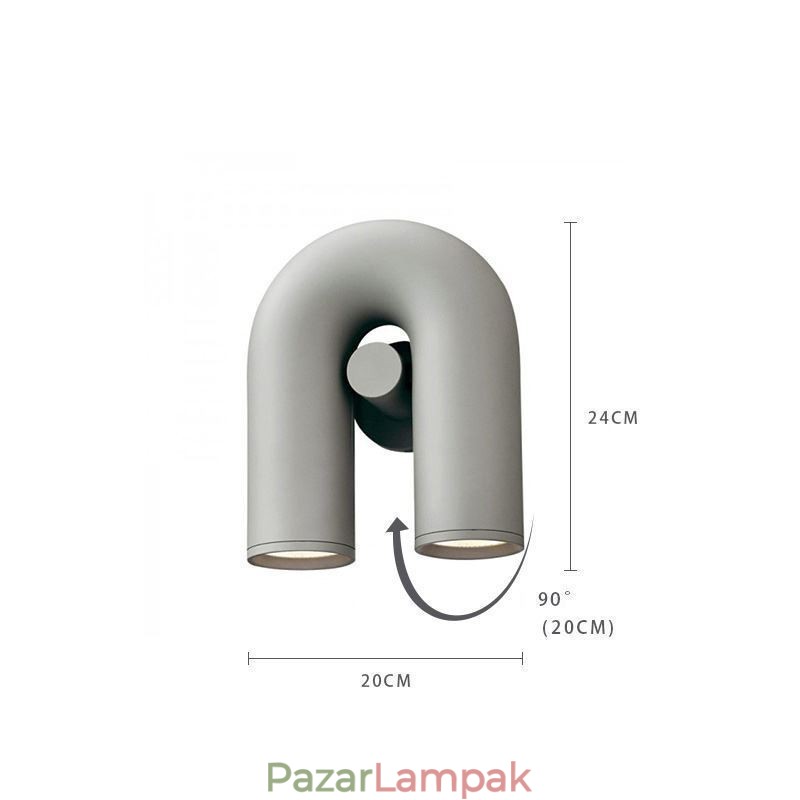 Falikar U alakú, minimalista kreatív fali lámpa 90 forgatható lámpaernyő