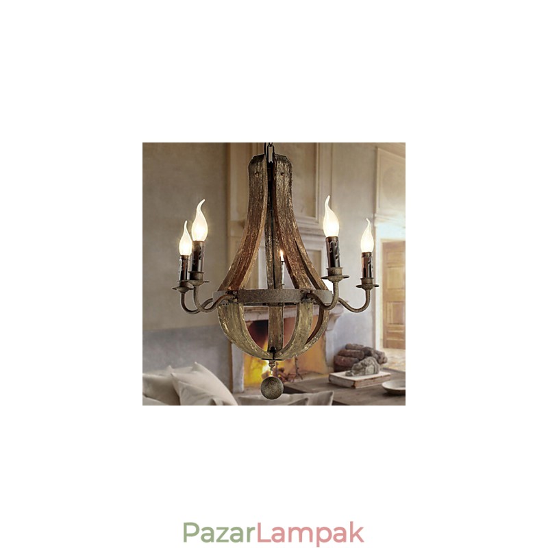 Csillár 5 lámpa Vintage Retro Country Living Dining Fém