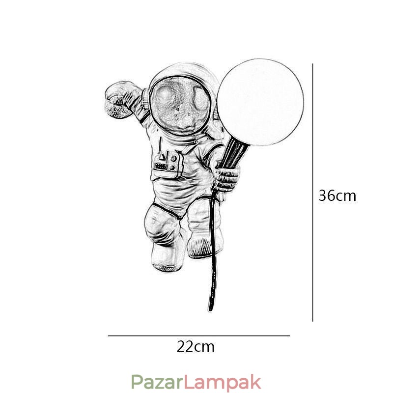 Modern falikar, kreatív űrhajós gyanta fali lámpa gyerekeknek