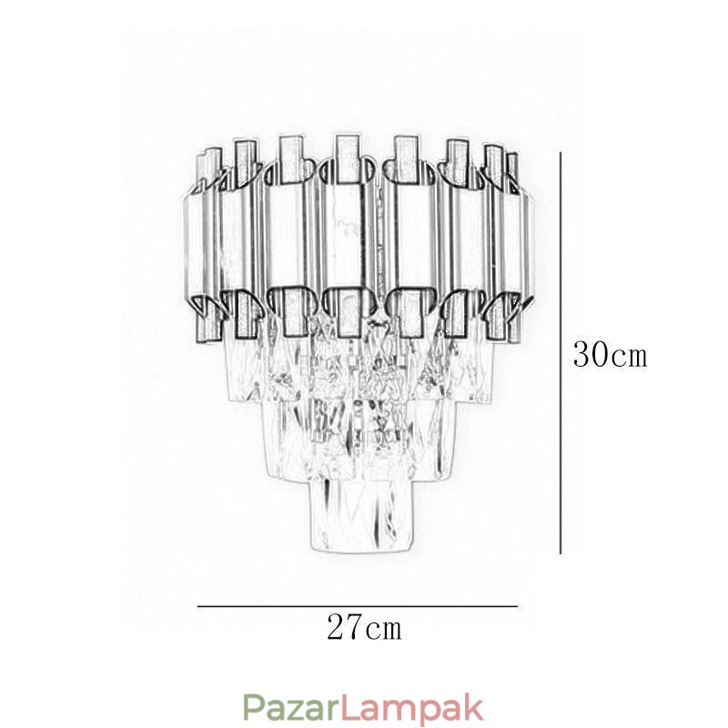 Függesztett kristály modern fali lámpatest, vezetékes, 11,81" magas lámpatest