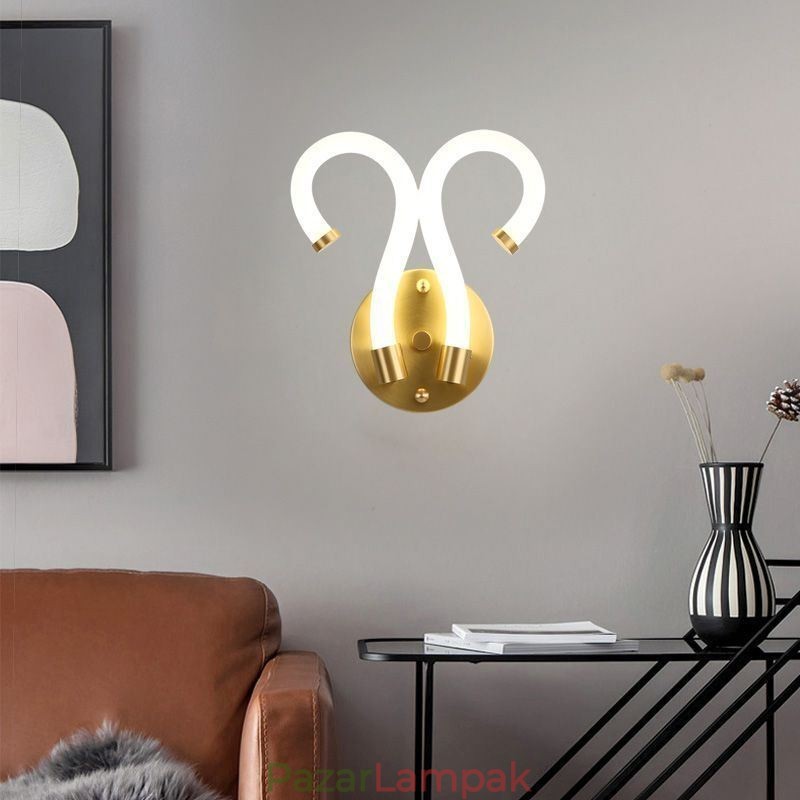 Modern fali lámpa Kreativitás Sconce fali lámpa réz báránykürt 2 fény