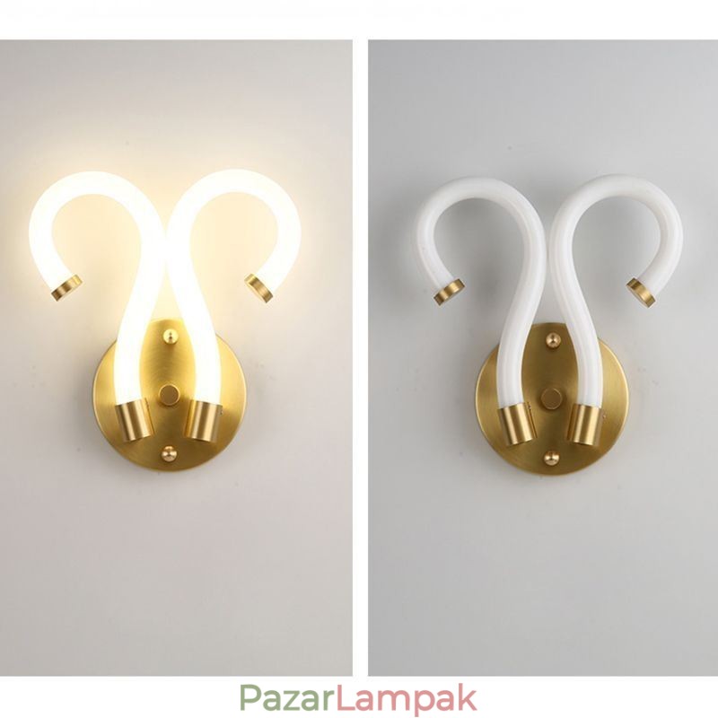 Modern fali lámpa Kreativitás Sconce fali lámpa réz báránykürt 2 fény