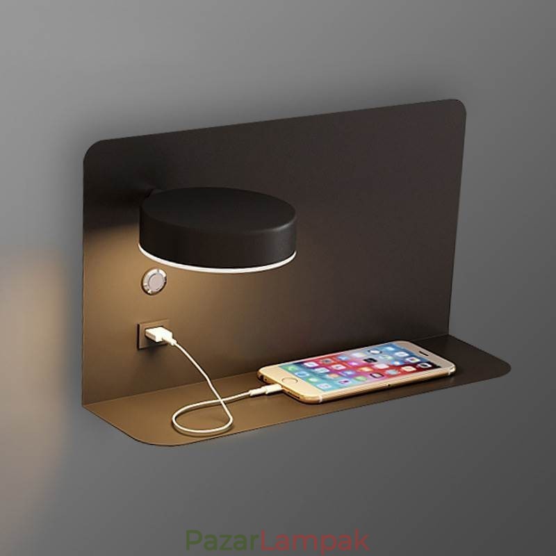 Fali lámpa forgatható lámpa USB töltőporttal