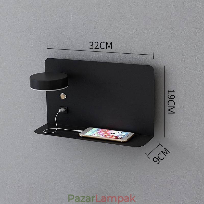 Fali lámpa forgatható lámpa USB töltőporttal