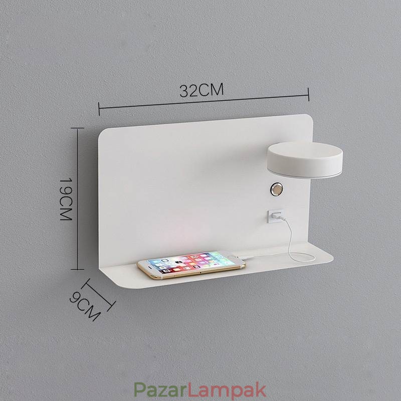 Fali lámpa forgatható lámpa USB töltőporttal