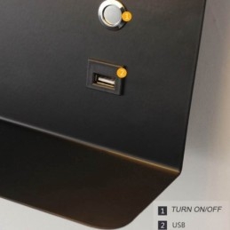 Fali lámpa forgatható lámpa USB töltőporttal
