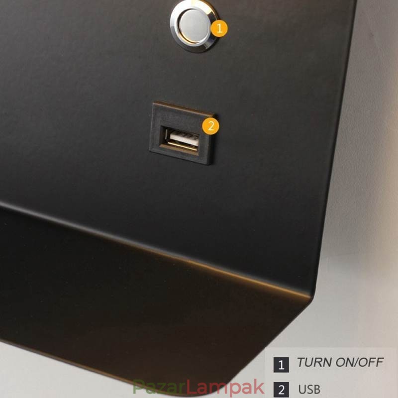 Fali lámpa forgatható lámpa USB töltőporttal