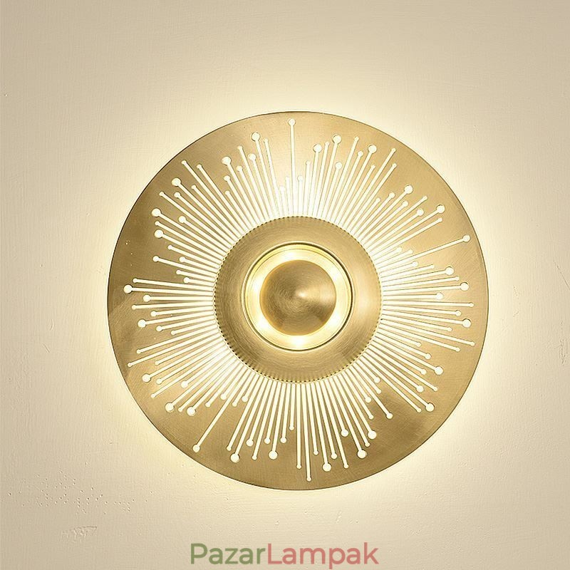 Skandináv sárgaréz fali lámpa, üreges, kerek alakú lámpa
