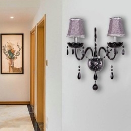 Európai stílusú Crystal Sconce fekete két fényű gyertya fali lámpa