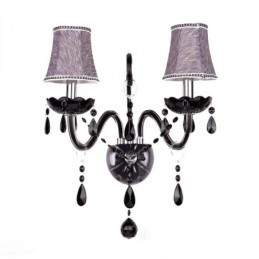 Európai stílusú Crystal Sconce fekete két fényű gyertya fali lámpa