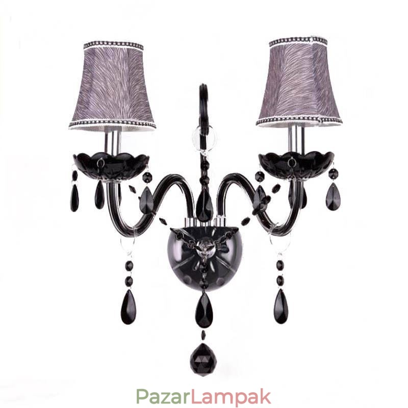 Európai stílusú Crystal Sconce fekete két fényű gyertya fali lámpa