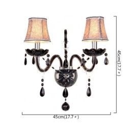Európai stílusú Crystal Sconce fekete két fényű gyertya fali lámpa