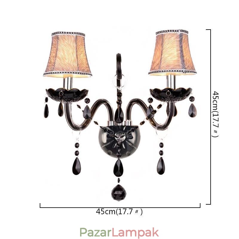 Európai stílusú Crystal Sconce fekete két fényű gyertya fali lámpa