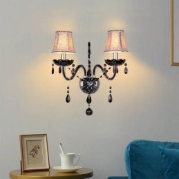 Európai stílusú Crystal Sconce fekete két fényű gyertya fali lámpa