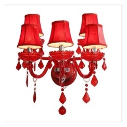 Európai Crystal Sconce piros színű fali lámpa