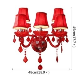 Európai Crystal Sconce piros színű fali lámpa