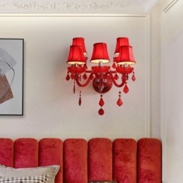 Európai Crystal Sconce piros színű fali lámpa