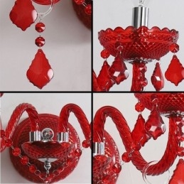Európai Crystal Sconce piros színű fali lámpa