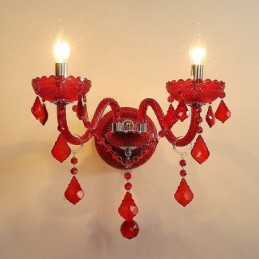 Európai Crystal Sconce fali lámpa Piros színű fény