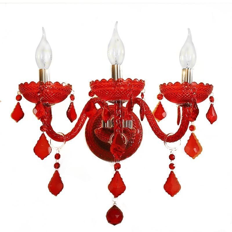 Európai Crystal Sconce fali lámpa Piros színű fény