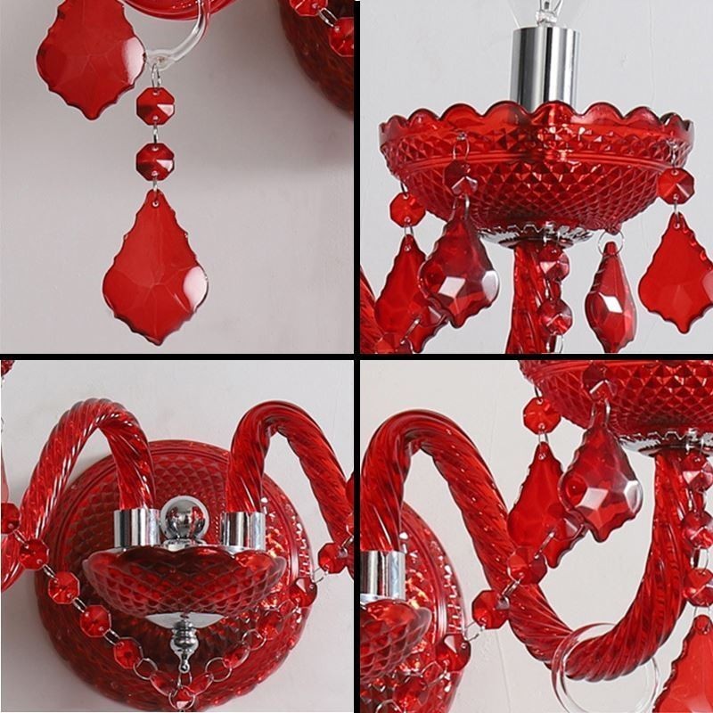 Európai Crystal Sconce fali lámpa Piros színű fény
