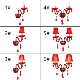 Európai fali lámpa, kristály, piros színű