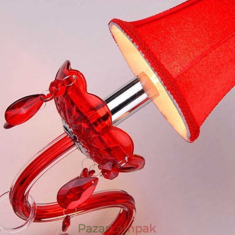 Európai fali lámpa, kristály, piros színű