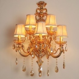 Luxus Crystal Sconce európai fali lámpa, cink ötvözet öt könnyű folyosó