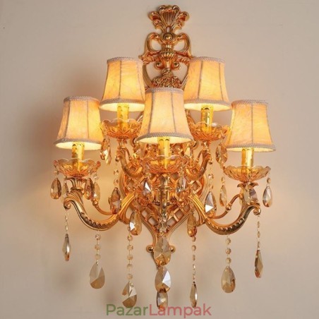 Luxus Crystal Sconce európai fali lámpa, cink ötvözet öt könnyű folyosó Luxus Crystal Sconce európai fali lámpa, cink ötvözet öt könnyű folyosó
