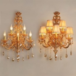 Luxus Crystal Sconce európai fali lámpa, cink ötvözet öt könnyű folyosó